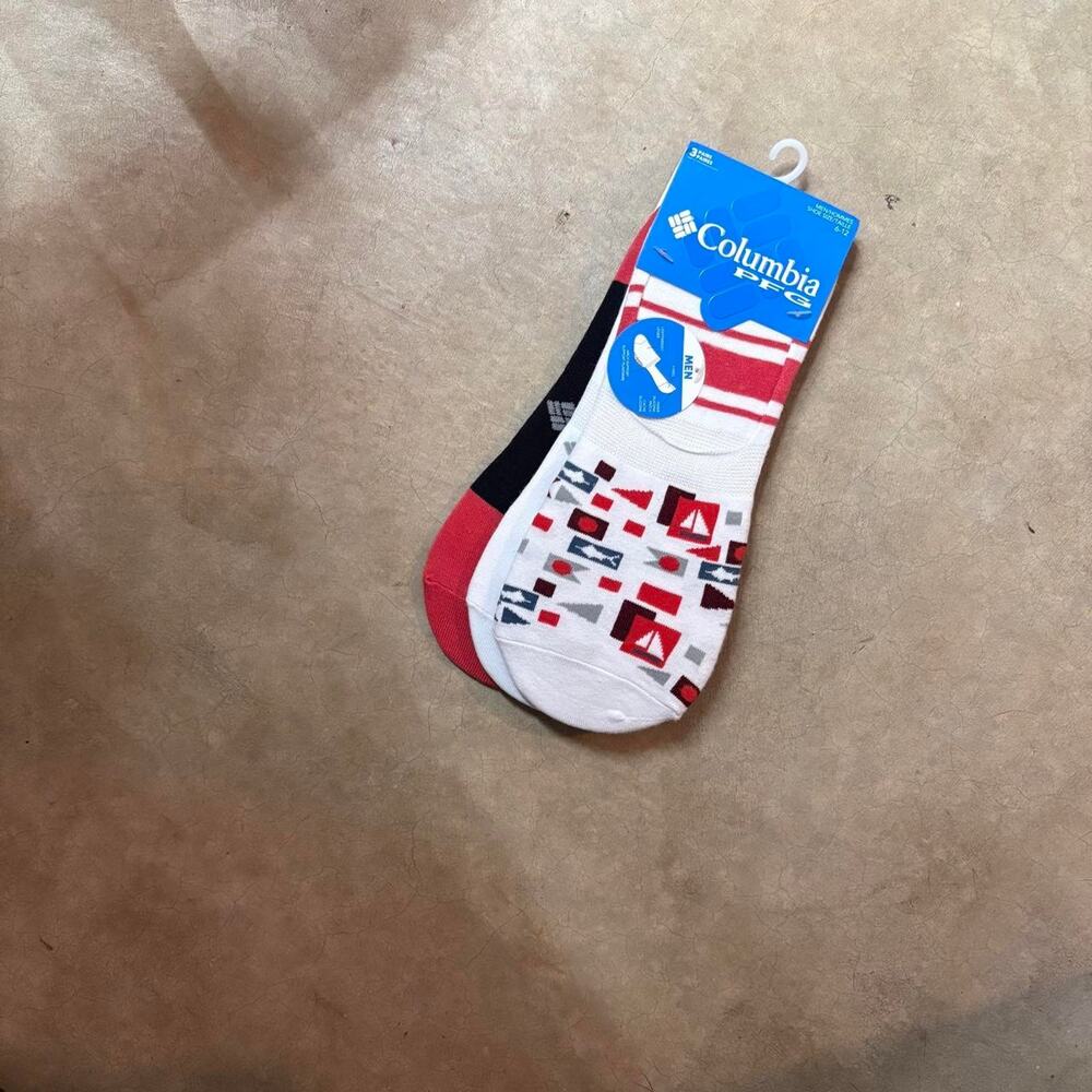 Columbia red and black socks